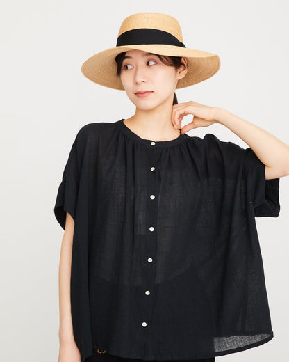 LILOU+LILY 30COTTON WAVY VOILE WIDE GATHER BLOUSES 2501FP-0403