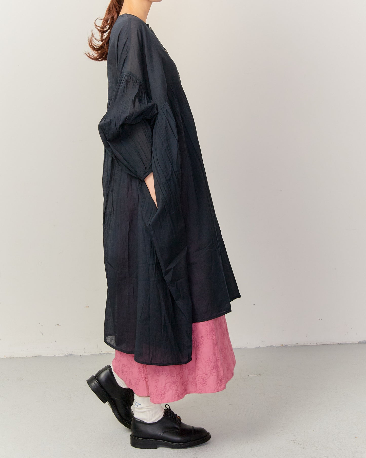 80's Voile WIDE TUNIC ONE-PIECE 2601GH-0502 / LILOU&LILY ﾘﾙｱﾝﾄﾞﾘﾘｰ