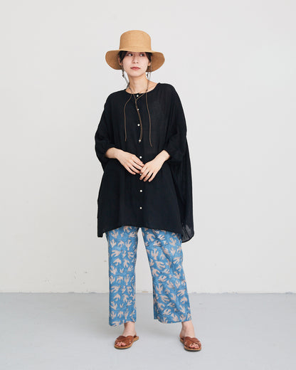 LILOU+LILY 30COTTON WAVY VOILE NO COLLER 2WAY TUNIC 2501FP-0404