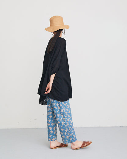 LILOU+LILY 30COTTON WAVY VOILE NO COLLER 2WAY TUNIC 2501FP-0404