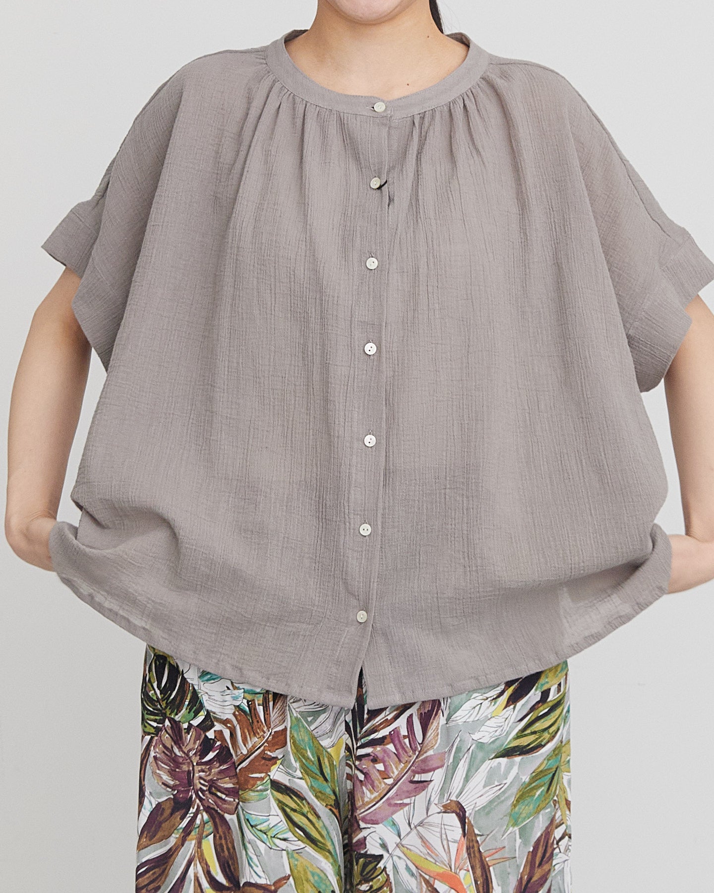 LILOU+LILY 30COTTON WAVY VOILE WIDE GATHER BLOUSES 2501FP-0403