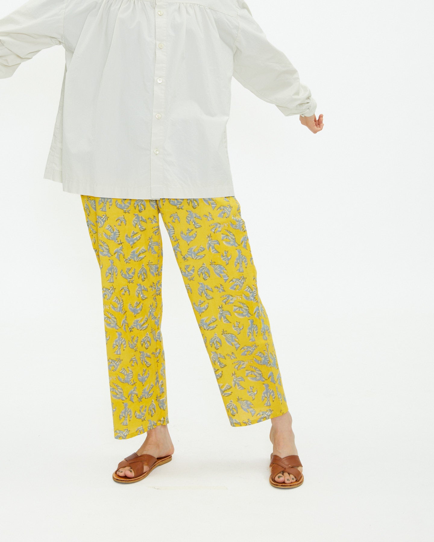 A VIEW FROM HERE BLOCK PRINT STRAIGHT PANTS SJ-24110415