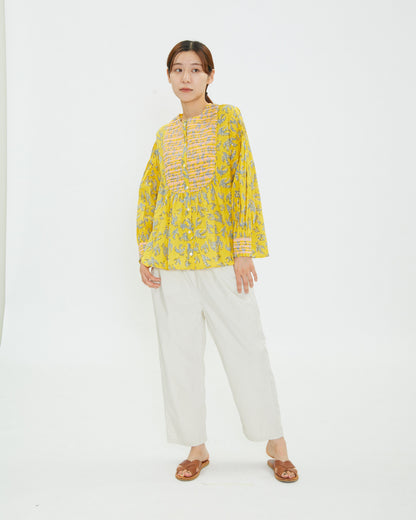 A VIEW FROM HERE BLOCK PRINT SMOCKING BLOUSES SJ-24110413