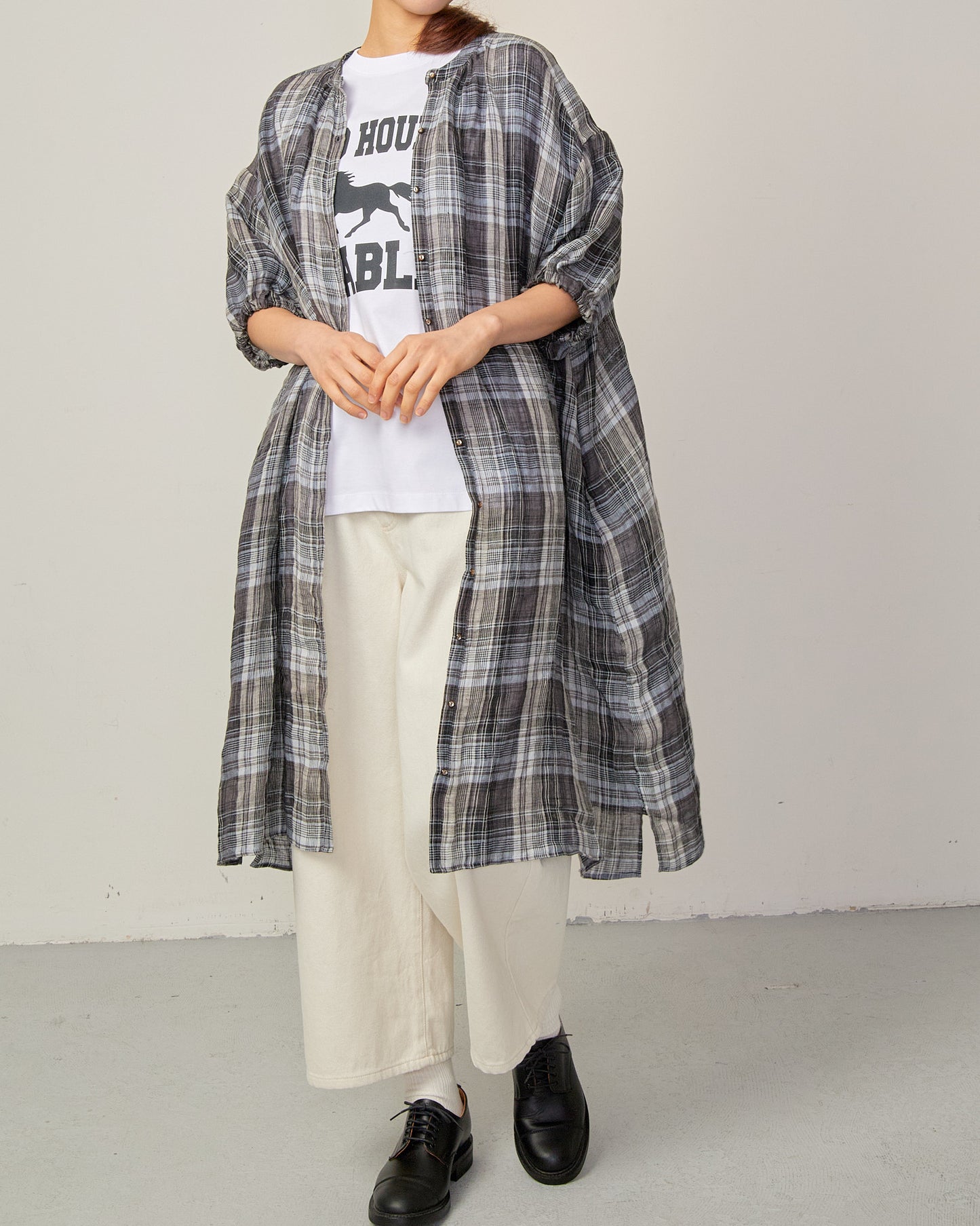 LINEN CHECK SHIRTS TUNIC 2601YJ-0418 / LILOU&LILY ﾘﾙｱﾝﾄﾞﾘﾘｰ