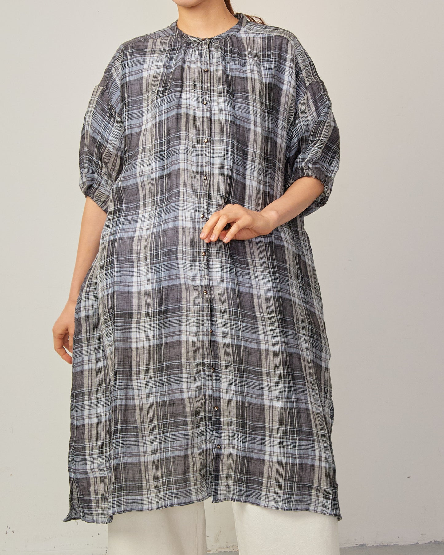 LINEN CHECK SHIRTS TUNIC 2601YJ-0418 / LILOU&LILY ﾘﾙｱﾝﾄﾞﾘﾘｰ
