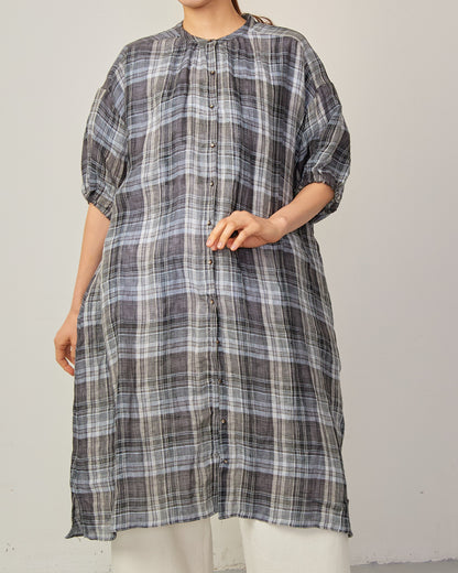 LINEN CHECK SHIRTS TUNIC 2601YJ-0418 / LILOU&LILY ﾘﾙｱﾝﾄﾞﾘﾘｰ