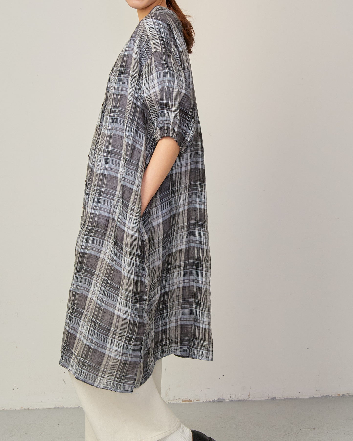 LINEN CHECK SHIRTS TUNIC 2601YJ-0418 / LILOU&LILY ﾘﾙｱﾝﾄﾞﾘﾘｰ