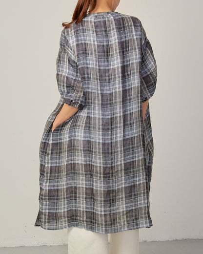 LINEN CHECK SHIRTS TUNIC 2601YJ-0418 / LILOU&LILY ﾘﾙｱﾝﾄﾞﾘﾘｰ