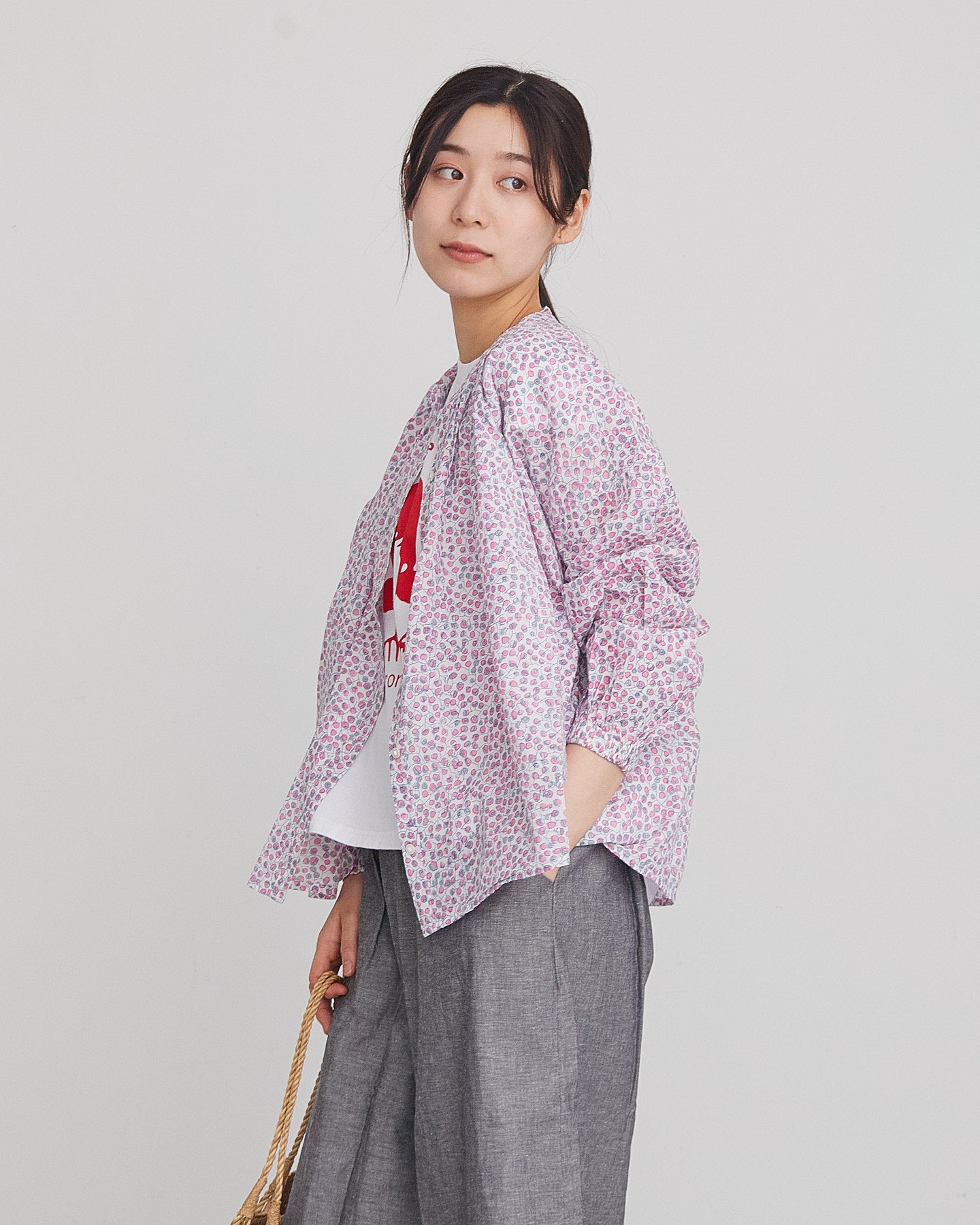 LILOU+LILY BLOCK PRINT GATHER SHIRTS 2409SJ-0303