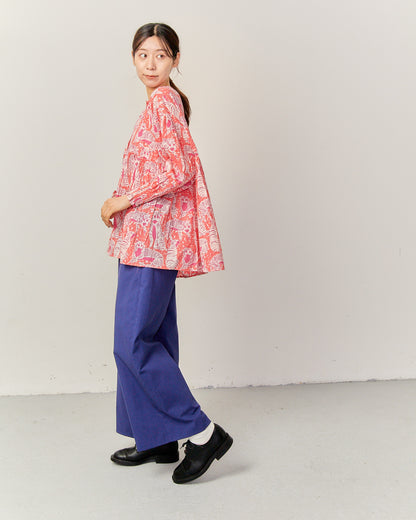 80's Voile Hand printing Tiger SMOCKING SHIRTS 2601GH-0503 / LILOU&LILY ﾘﾙｱﾝﾄﾞﾘﾘｰ