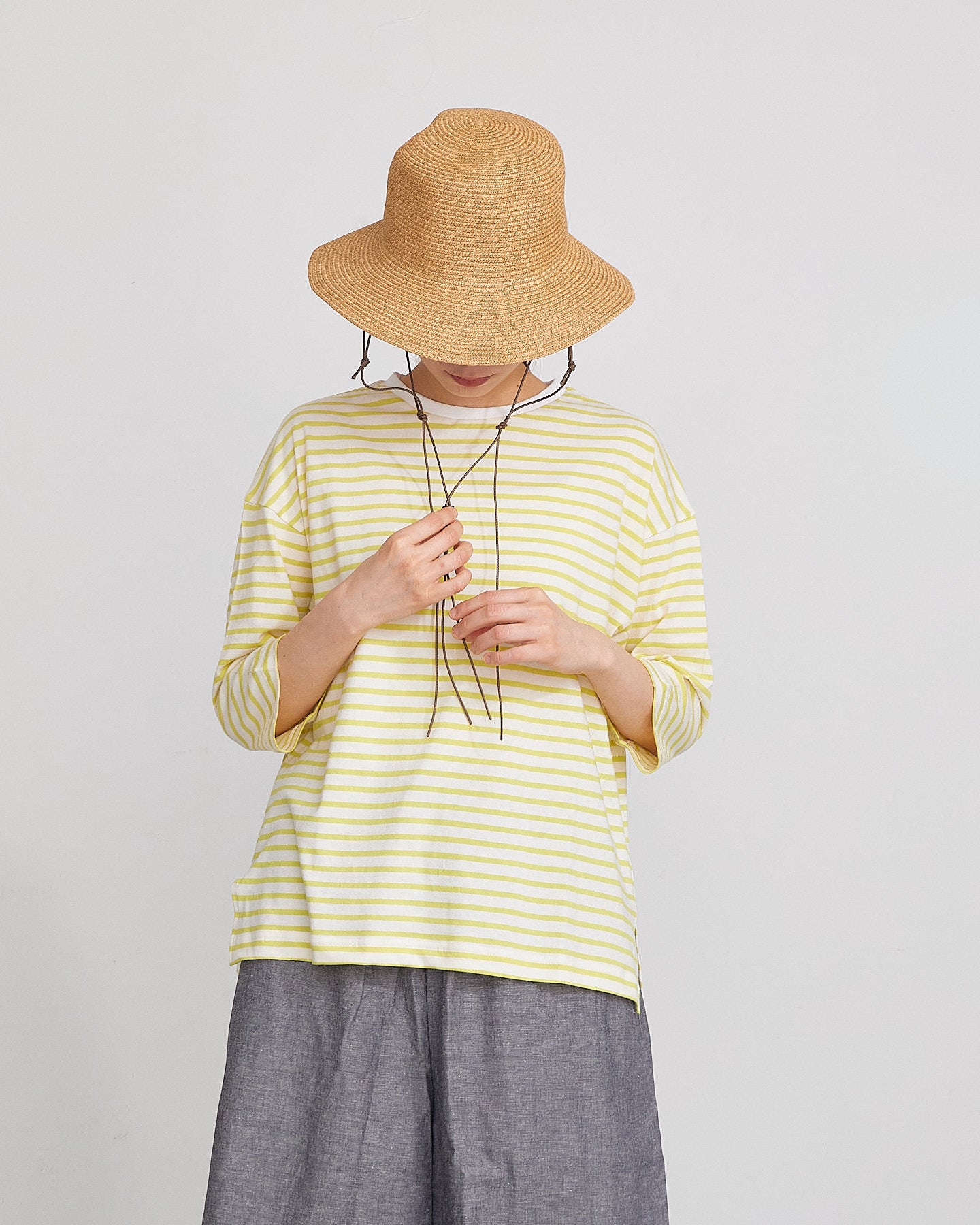 LILOU+LILY 30/1BORDER 6TH SLEEVE TEE 2501TS-0519
