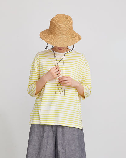 LILOU+LILY 30/1BORDER 6TH SLEEVE TEE 2501TS-0519