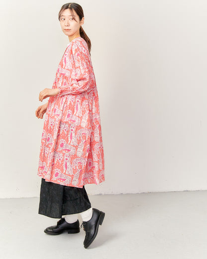 80s Voile Hand-printing Tiger  SMOCKING TUNIC 2601GH-0504/ LILOU&LILY ﾘﾙｱﾝﾄﾞﾘﾘｰ