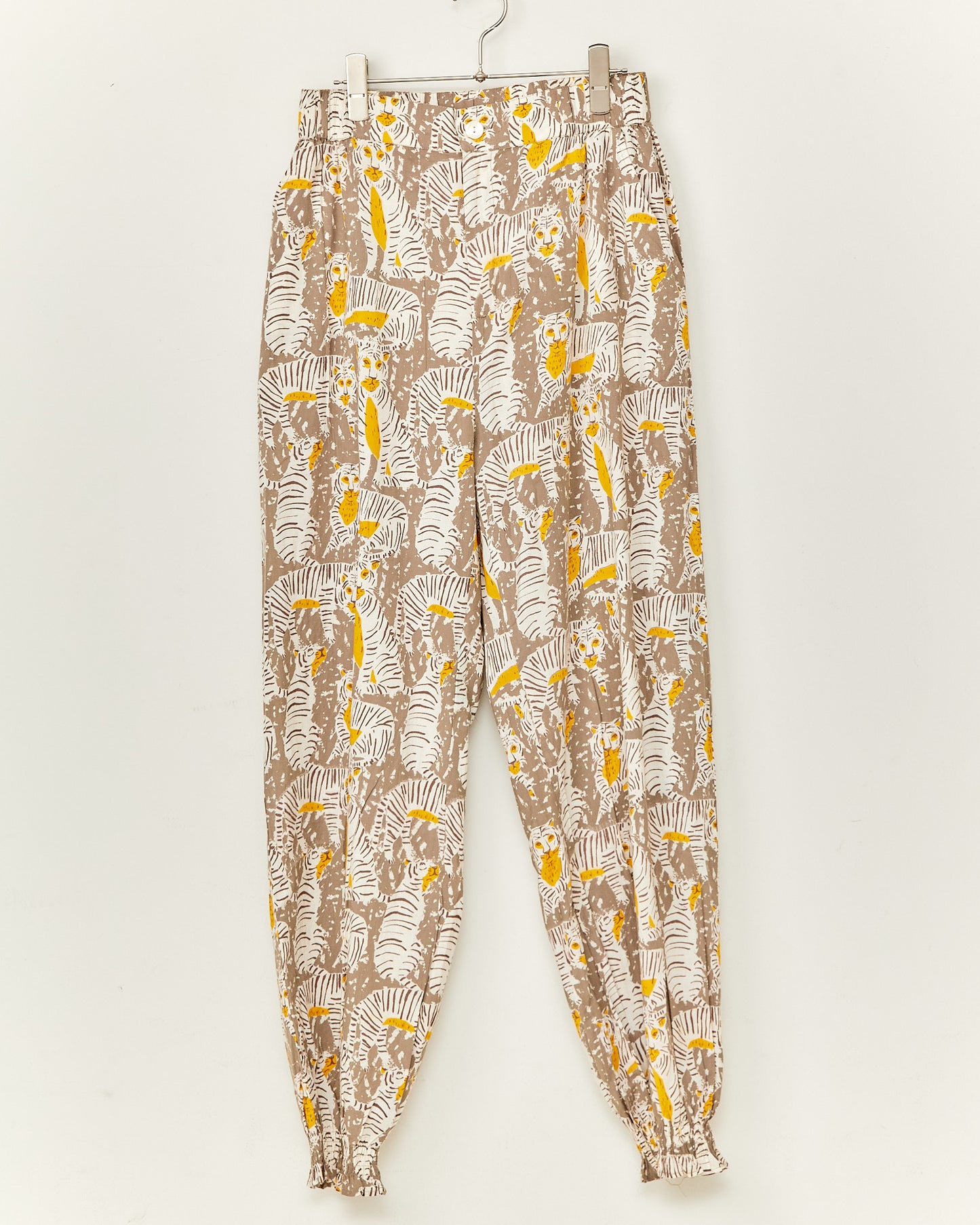 80s Voile Hand-printing Tiger  SMOCKING PANTS 2601GH-0505/ LILOU&LILY ﾘﾙｱﾝﾄﾞﾘﾘｰ