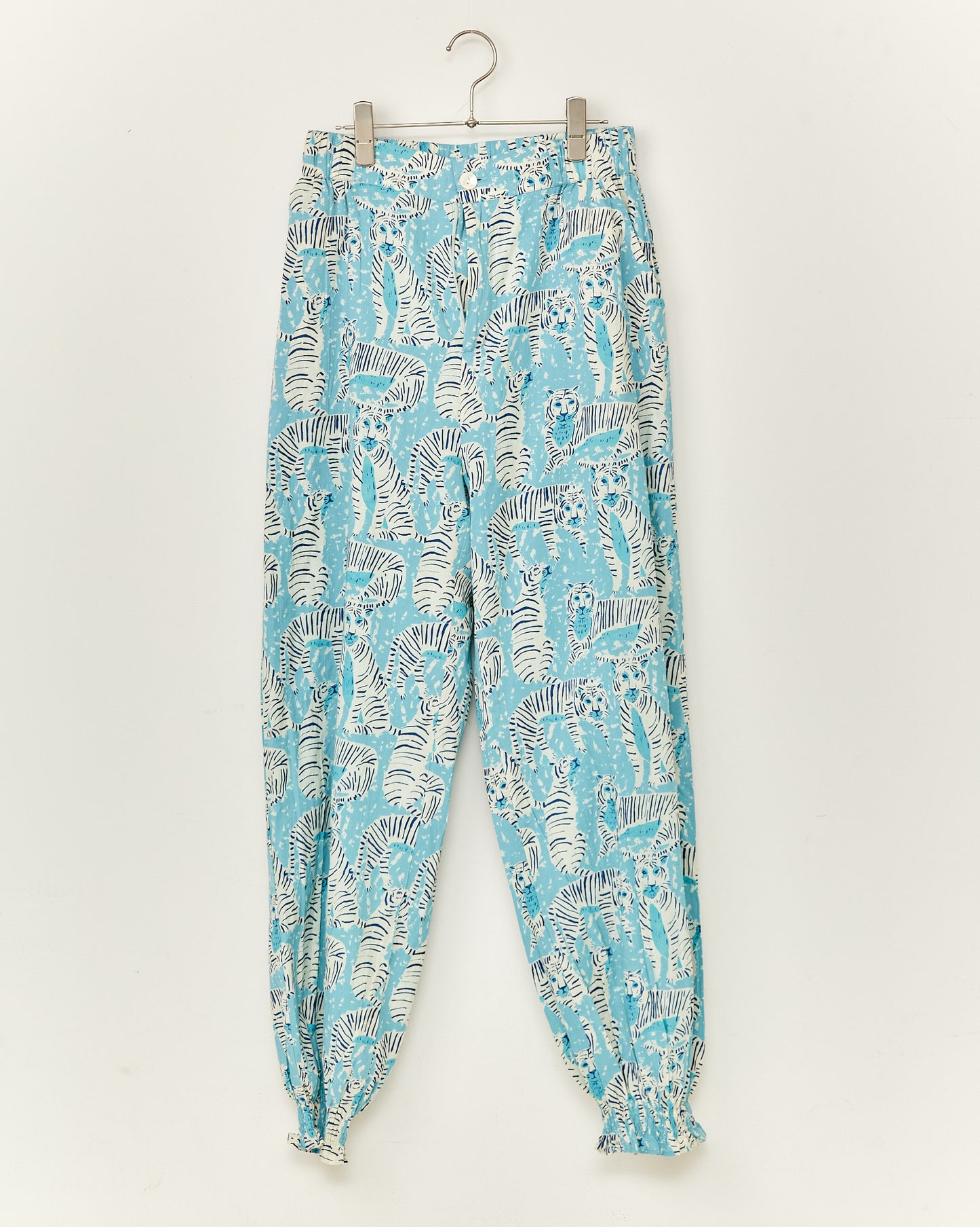 80s Voile Hand-printing Tiger  SMOCKING PANTS 2601GH-0505/ LILOU&LILY ﾘﾙｱﾝﾄﾞﾘﾘｰ