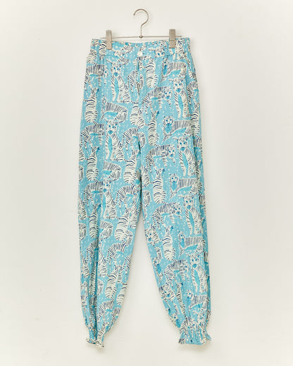 80s Voile Hand-printing Tiger  SMOCKING PANTS 2601GH-0505/ LILOU&LILY ﾘﾙｱﾝﾄﾞﾘﾘｰ