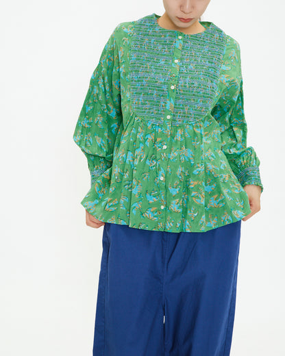 A VIEW FROM HERE BLOCK PRINT SMOCKING BLOUSES SJ-24110413