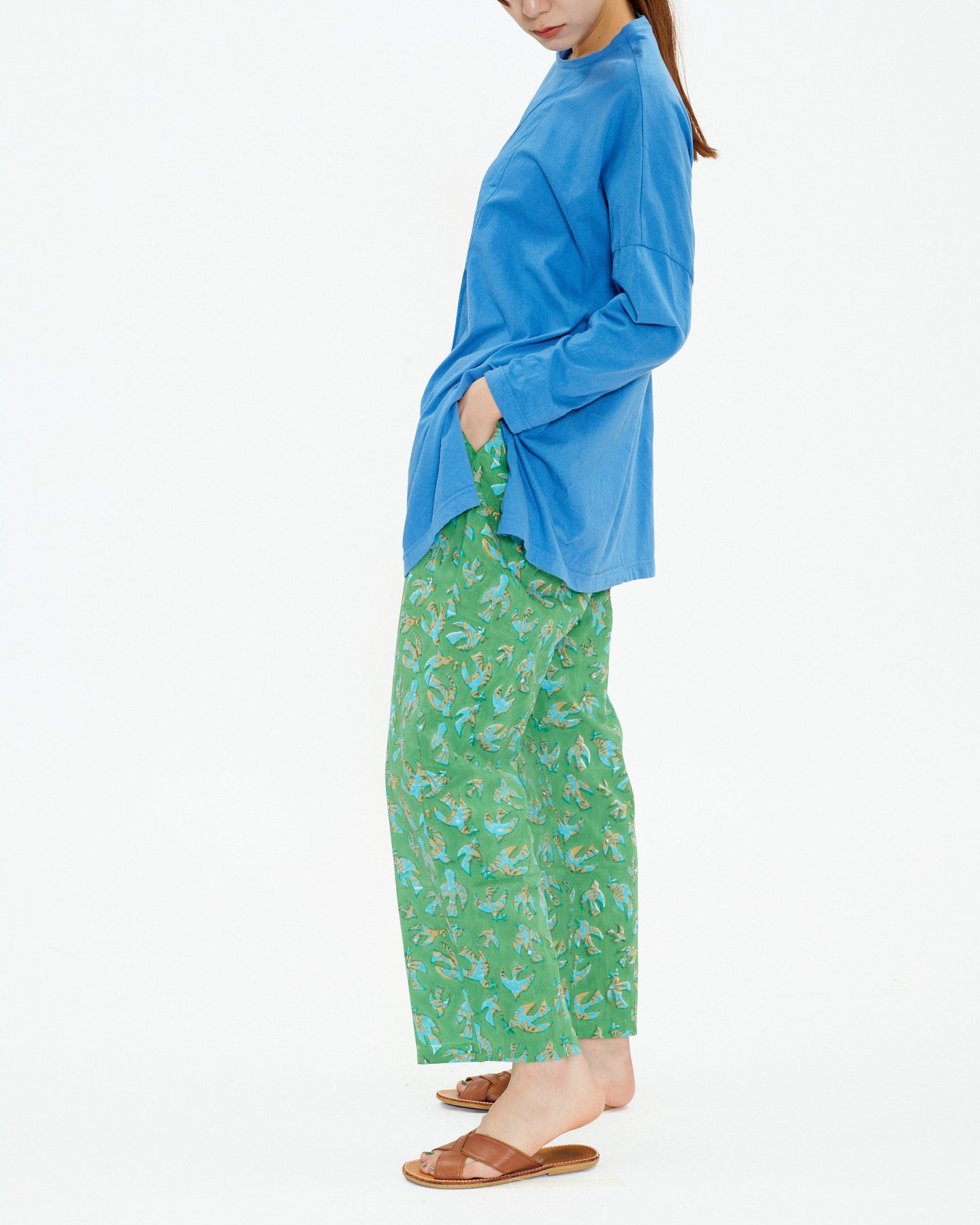 A VIEW FROM HERE BLOCK PRINT STRAIGHT PANTS SJ-24110415