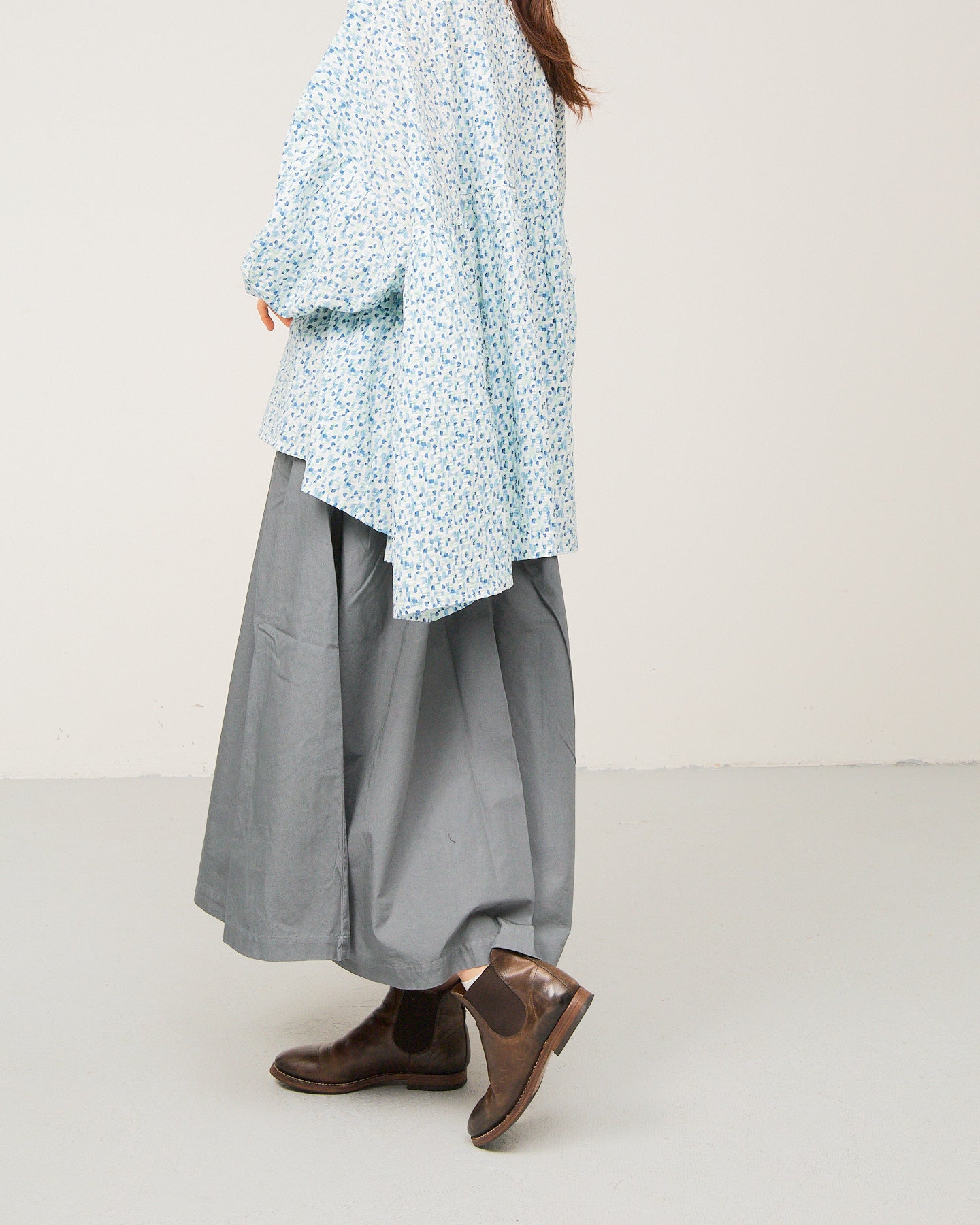 LILOU+LILY30WEATHER GARMENT DYED TUCK&GATHER SKIRT 2508YJ-0115