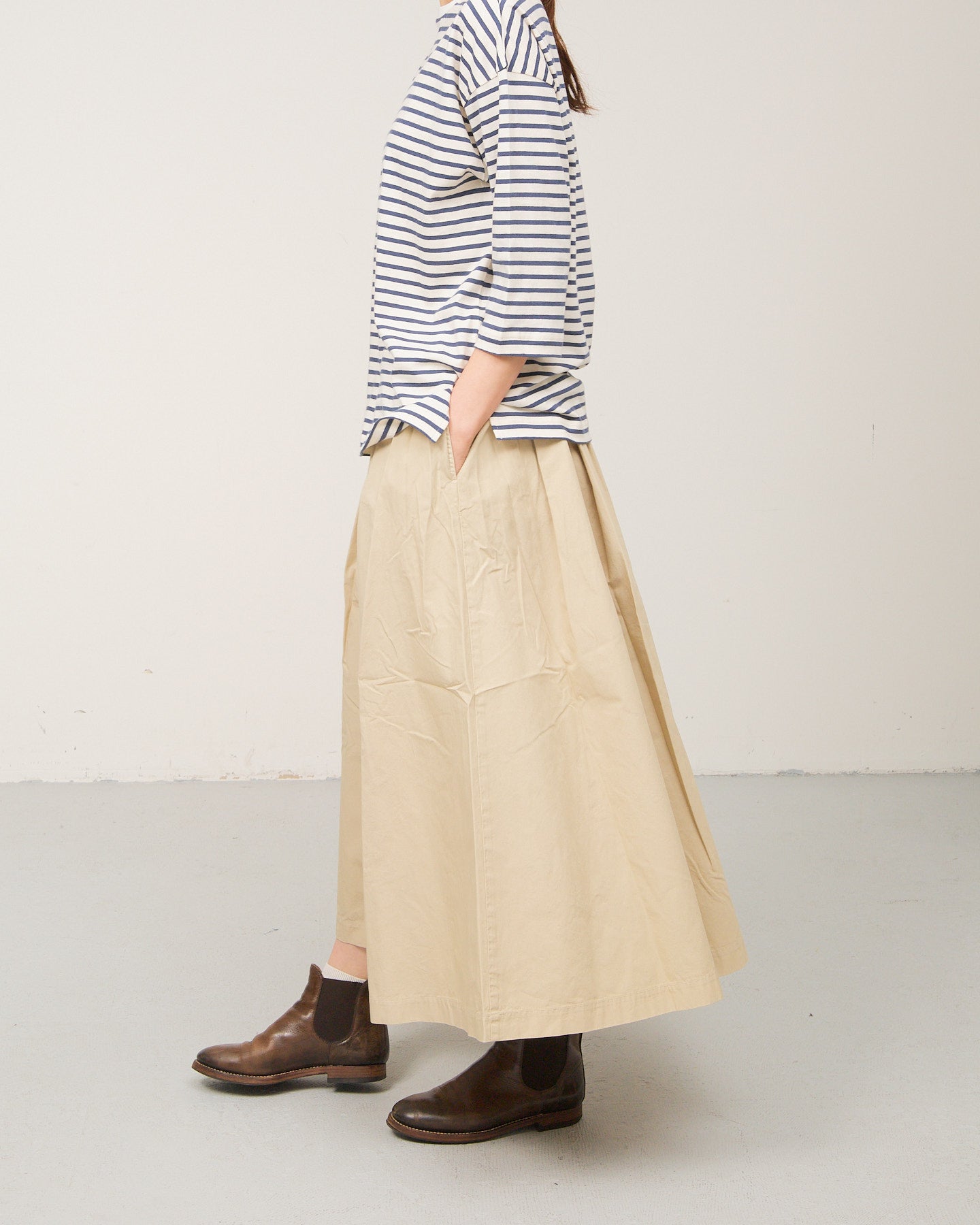 LILOU+LILY30WEATHER GARMENT DYED TUCK&GATHER SKIRT 2508YJ-0115