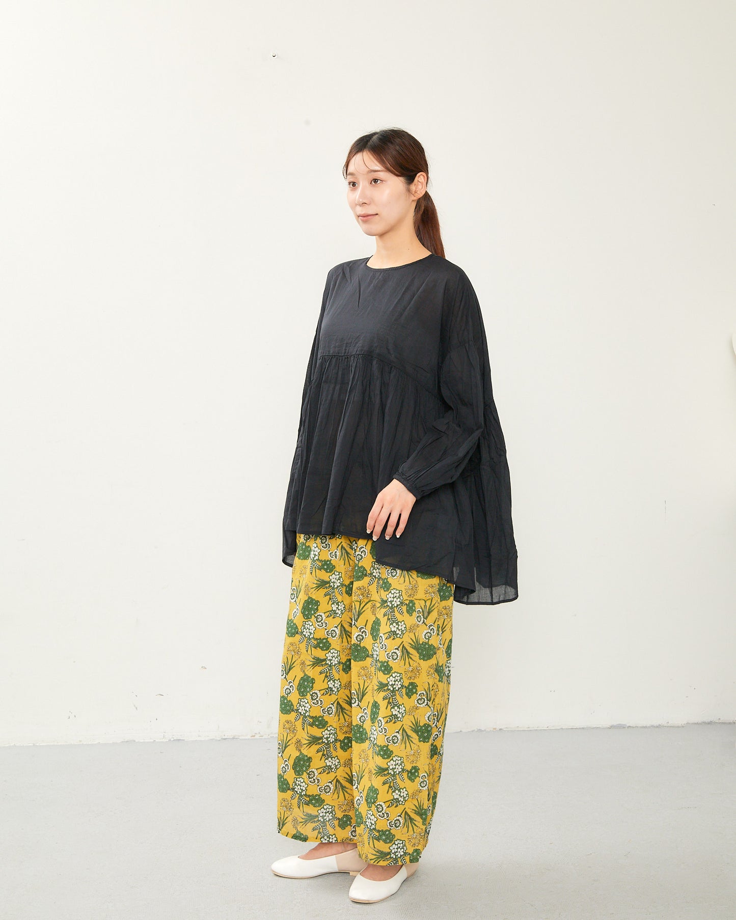80s Voile Hand-printing Flower Pants 2602GH-0707/ LILOU&LILY ﾘﾙｱﾝﾄﾞﾘﾘｰ