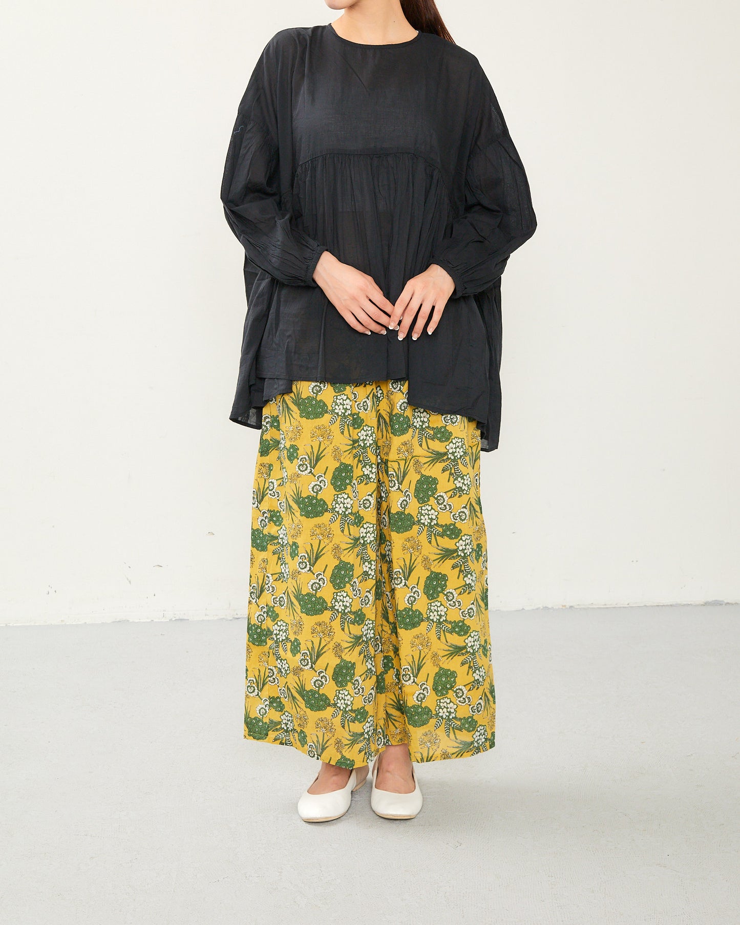 80s Voile Hand-printing Flower Pants 2602GH-0707/ LILOU&LILY ﾘﾙｱﾝﾄﾞﾘﾘｰ