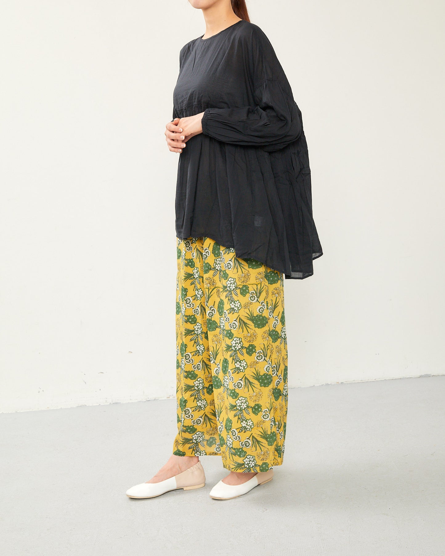 80s Voile Hand-printing Flower Pants 2602GH-0707/ LILOU&LILY ﾘﾙｱﾝﾄﾞﾘﾘｰ