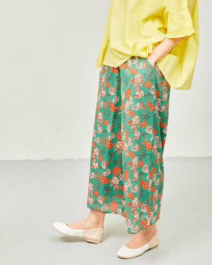 80s Voile Hand-printing Flower Pants 2602GH-0707/ LILOU&LILY ﾘﾙｱﾝﾄﾞﾘﾘｰ
