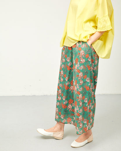 80s Voile Hand-printing Flower Pants 2602GH-0707/ LILOU&LILY ﾘﾙｱﾝﾄﾞﾘﾘｰ
