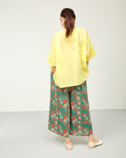 80s Voile Hand-printing Flower Pants 2602GH-0707/ LILOU&LILY ﾘﾙｱﾝﾄﾞﾘﾘｰ