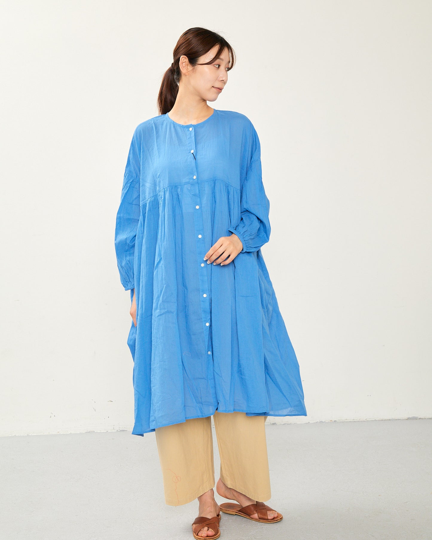 80's Voile WIDE TUNIC ONE-PIECE 2601GH-0502 / LILOU&LILY ﾘﾙｱﾝﾄﾞﾘﾘｰ