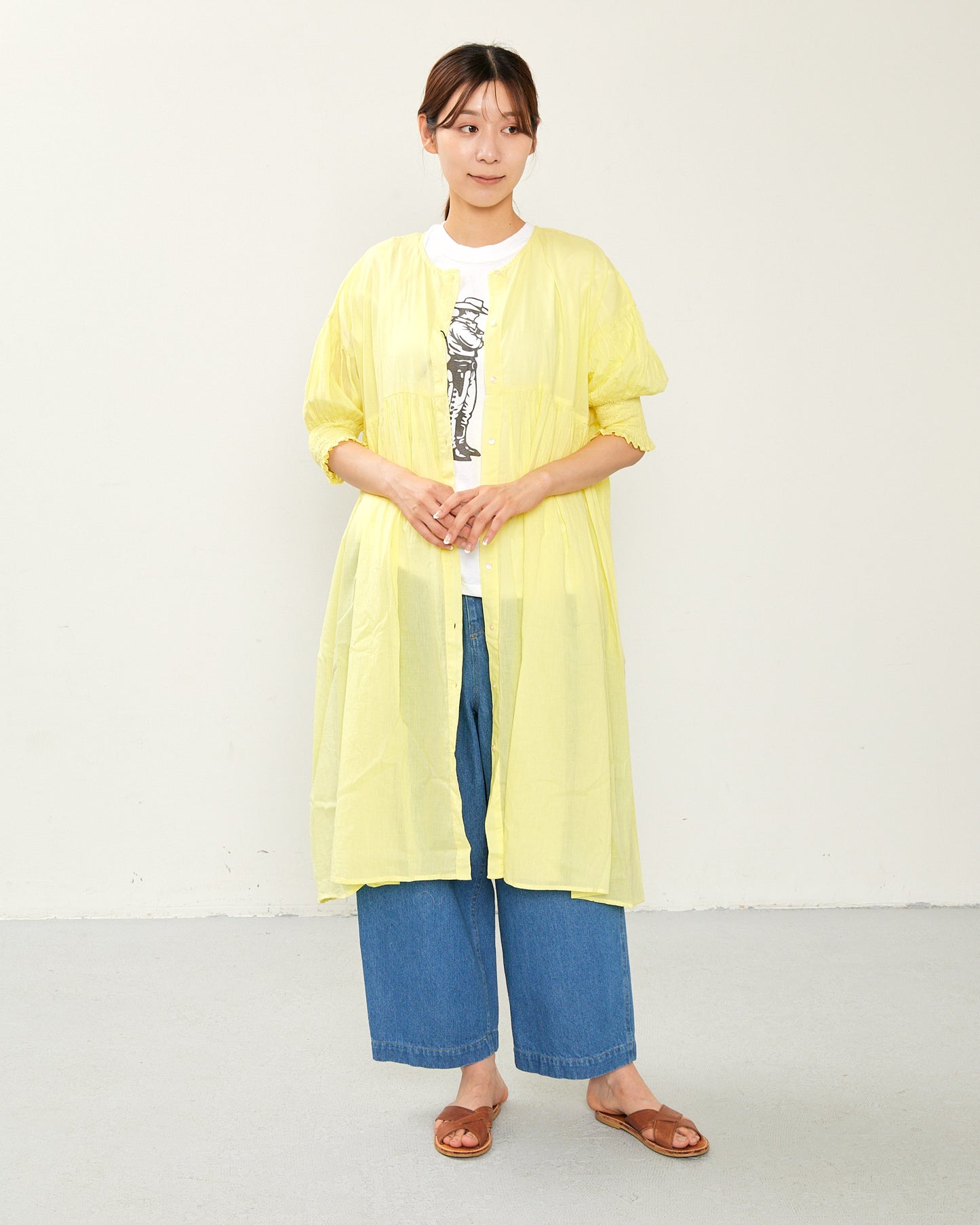Indian Voile Gather One-Piece Dress 2602GH-0703/ LILOU&LILY ﾘﾙｱﾝﾄﾞﾘﾘｰ
