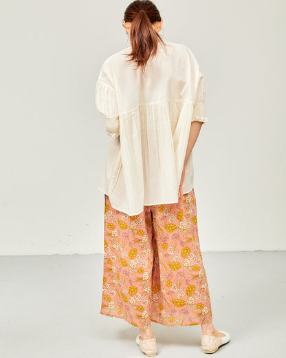 80s Voile Hand-printing Flower Pants 2602GH-0707/ LILOU&LILY ﾘﾙｱﾝﾄﾞﾘﾘｰ