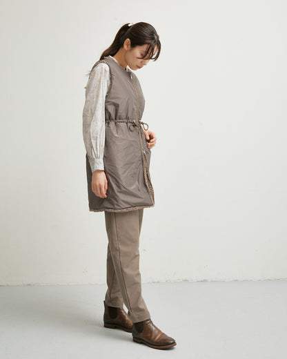 LILOU+LILY BOA/NYLON REVERSIBLE LONG VEST 2507YJ-1114