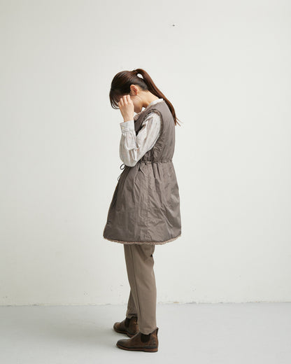 LILOU+LILY BOA/NYLON REVERSIBLE LONG VEST 2507YJ-1114