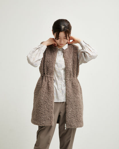 LILOU+LILY BOA/NYLON REVERSIBLE LONG VEST 2507YJ-1114
