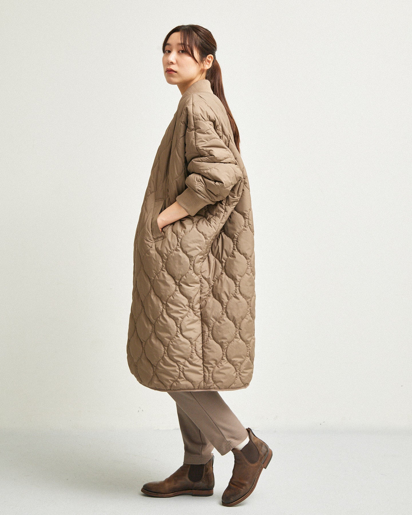 LILOU+LILY QUILTING REVERSIBLE DOLMAN COAT 2507YJ-1116