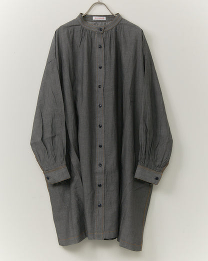 2.5OZ GAUZE DENIM FRENCH WORK ONE-PIECE DRESS AH602-0709 / ALLHOURS ｵｰﾙｱﾜｰｽﾞ