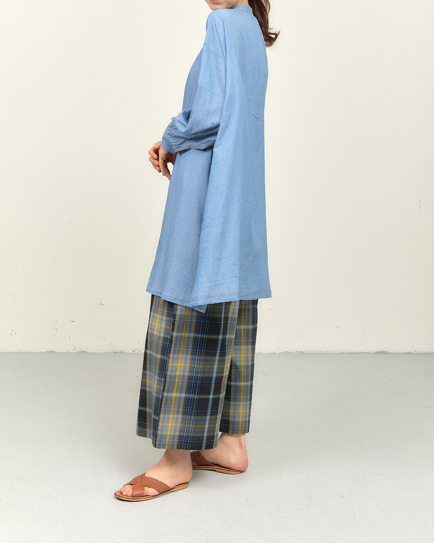 2.5OZ GAUZE DENIM FRENCH WORK ONE-PIECE DRESS AH602-0709 / ALLHOURS ｵｰﾙｱﾜｰｽﾞ