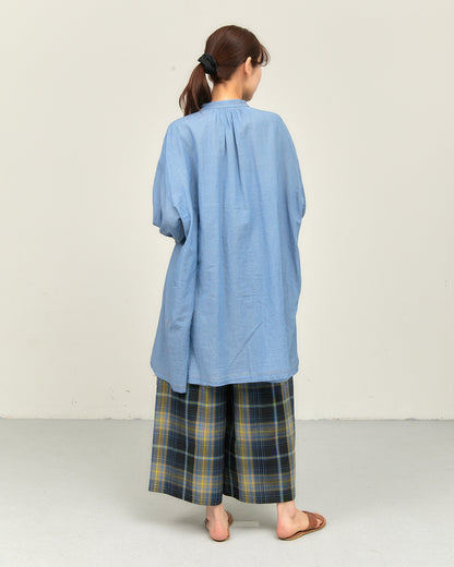 2.5OZ GAUZE DENIM FRENCH WORK ONE-PIECE DRESS AH602-0709 / ALLHOURS ｵｰﾙｱﾜｰｽﾞ