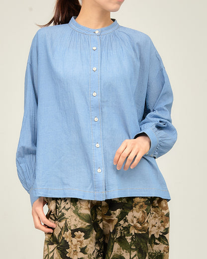 2.5OZ GAUZE DENIM FRENCH WORK SHIRTS AH602-0708 / ALLHOURS ｵｰﾙｱﾜｰｽﾞ