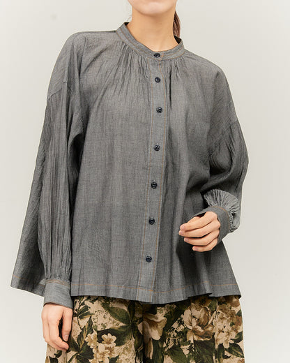 2.5OZ GAUZE DENIM FRENCH WORK SHIRTS AH602-0708 / ALLHOURS ｵｰﾙｱﾜｰｽﾞ