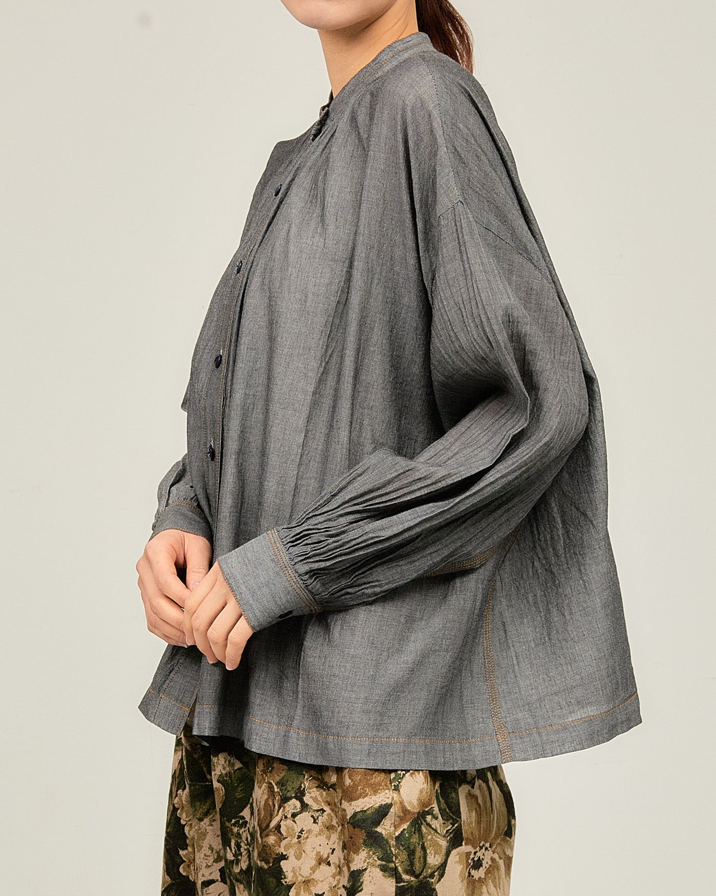 2.5OZ GAUZE DENIM FRENCH WORK SHIRTS AH602-0708 / ALLHOURS ｵｰﾙｱﾜｰｽﾞ