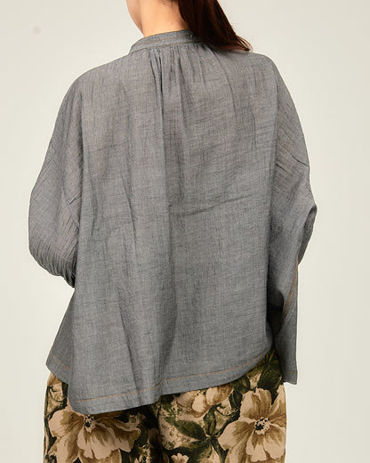 2.5OZ GAUZE DENIM FRENCH WORK SHIRTS AH602-0708 / ALLHOURS ｵｰﾙｱﾜｰｽﾞ