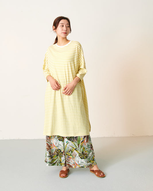 LILOU+LILY 30/1BORDER 6TH SLEEVE TEE ONE-PIECE DRESS 2501TS-0520