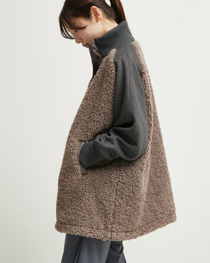 LILOU+LILY BOA/NYLON HALF COAT 2507YJ-1115