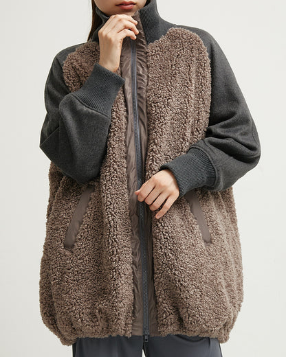 LILOU+LILY BOA/NYLON HALF COAT 2507YJ-1115