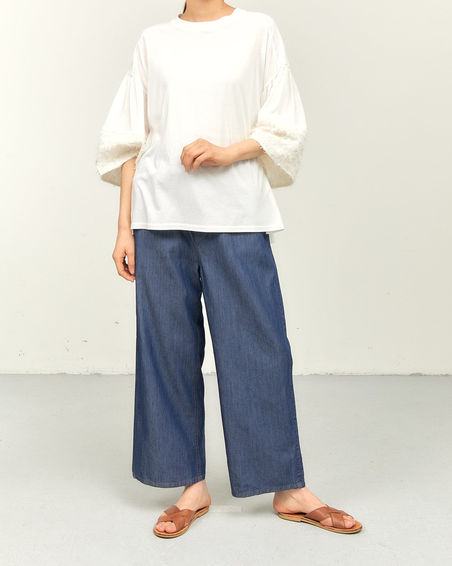 TENCEL DENIM WIDE STRAIGHT PANTS AH602-072 / ALLHOURS ｵｰﾙｱﾜｰｽ