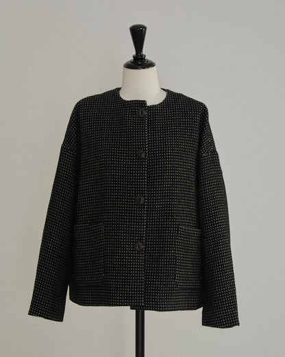 RECYCLE WOOL TWEED PIN DOT JACKET 2604YJ-0914 / LILOU&LILY ﾘﾙｱﾝﾄﾞﾘﾘｰ