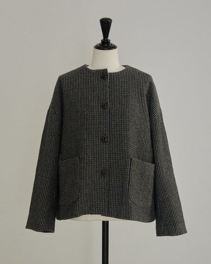 RECYCLE WOOL TWEED PIN DOT JACKET 2604YJ-0914 / LILOU&LILY ﾘﾙｱﾝﾄﾞﾘﾘｰ